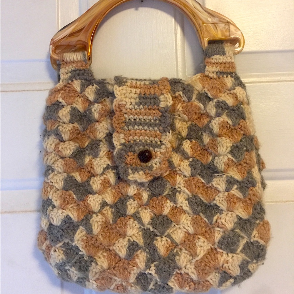 Vintage Handmade Crochet Purse Boho Grannycore